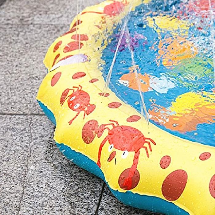 Frlife - Tapis Jet d'eau,BR-Vie 170cm Tapis de Pulvérisation d'eau pvc, Splash Pad Antidérapant, Jeux d'eau Exterieur pour Enfants dans Jardin, piscine hors-sol