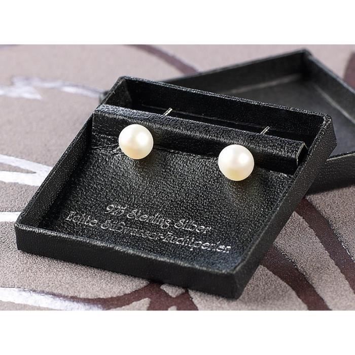 Boucles D'oreilles En Perles Véritables Blanches Environ - France