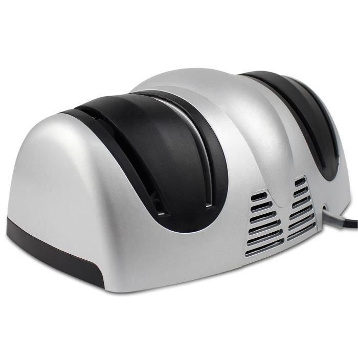 Todeco Aiguiseur Électrique De Couteaux - Affûteur 2 Niveaux Noir/Argent Pour Tous Types De Lames