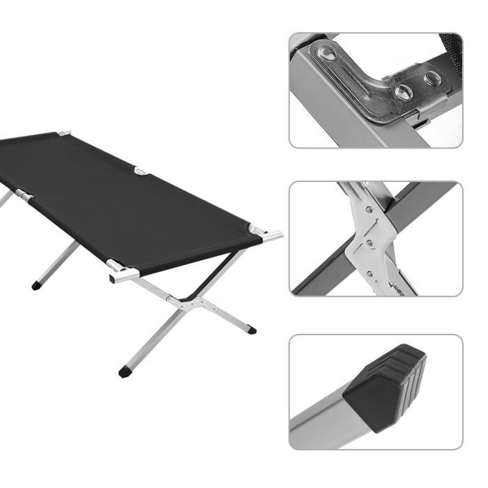 Lit pliant de camping lit pliant en alliage d'aluminium