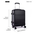 Kono Set de 3 valises à la Mode en ABS léger, avec Mallette de Transport Rigide, avec 4 roulettes, Valise 20 ", 24", 28 ", Noir-4