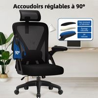 Chaise De Bureau Ergonomique Ximstar - Appui-tête Et Accoudoirs Réglables - Dossier En Maille - Charge 150kg - Noir