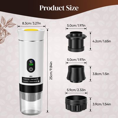 Cafetière Camping Voiture Bureau Machine à Café Portable Rechargeable 7500 MAh - Compatible Capsules Et Café Moulu, Pour Voyage, Camping Cafetiere Dosette Souple
