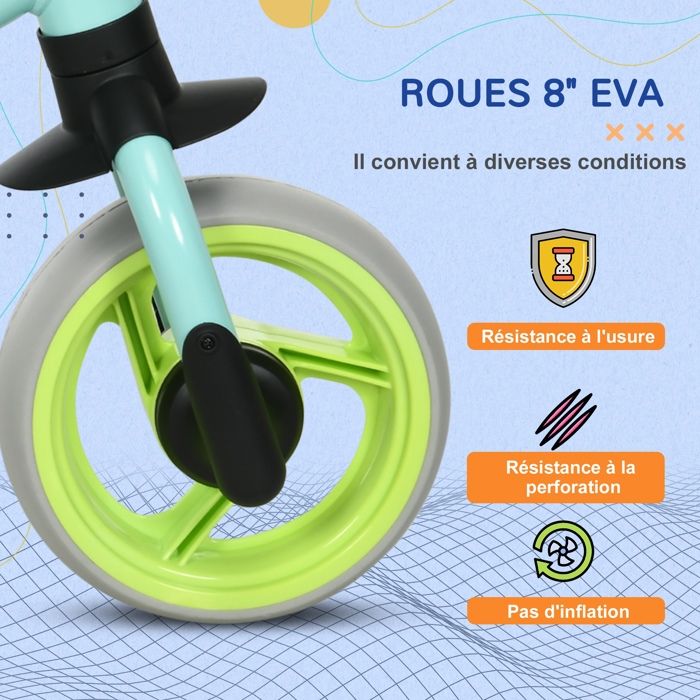 Harmijoy Vélo d'Équilibre pour Tout-Petits 12 Pouces, Vélo d'Entraînement Sans Pédales avec Hauteur de Selle Réglable et Cadre en Alliage de