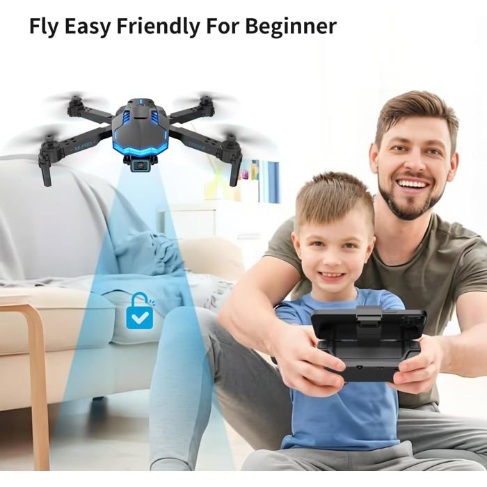 Drone Pliable Avec Caméra HD 1080P, FPV Wi-Fi, Évitement Obstacles, Flips 3D – 2 Batteries – Jouet Pour Débutant Garçon/Fille Drone Pliable Avec Caméra HD 1080P, FPV Wi-Fi, Évitement Obstacles, Flips 3D – 2 Batteries – Jouet Pour Débutant Garçon/Fille