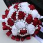 Rouge Foncé Blanc Mariage Bouquet Diamant Fleur Satin Luxe Perlé Mariée Fleurs Ruban Rose Cristal Bouquet
