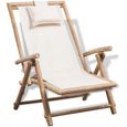 Chaise longue de jardin Bambou - Bains de soleil, Fauteuil de Jardin, Transat jardin - 62 x 86 x (71-91) cm-0