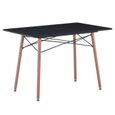 BenyLed Table de Cuisine Rectangulaire Moderne avec Pieds en Bois de Hêtre et Structure en Métal,Table D'appoint Scandinave, Noir-0