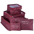 VGEBY Sac d'emballage 6pcs/set Sac de Rangement Sac de Tri de Vêtements Organisateur de Valise à Bagages pour Voyage(Vin rouge )-0