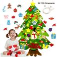 BIR04253-95cm Feutrine Sapin de Noël DIY 3D avec 32 ornements et 50 LED guirlandes de Noël décoration pour enfants-0