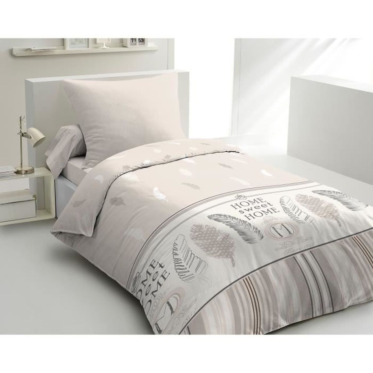 Points roses Parure de lit 3 pieces 1 housse de couette 200*200cm et 2