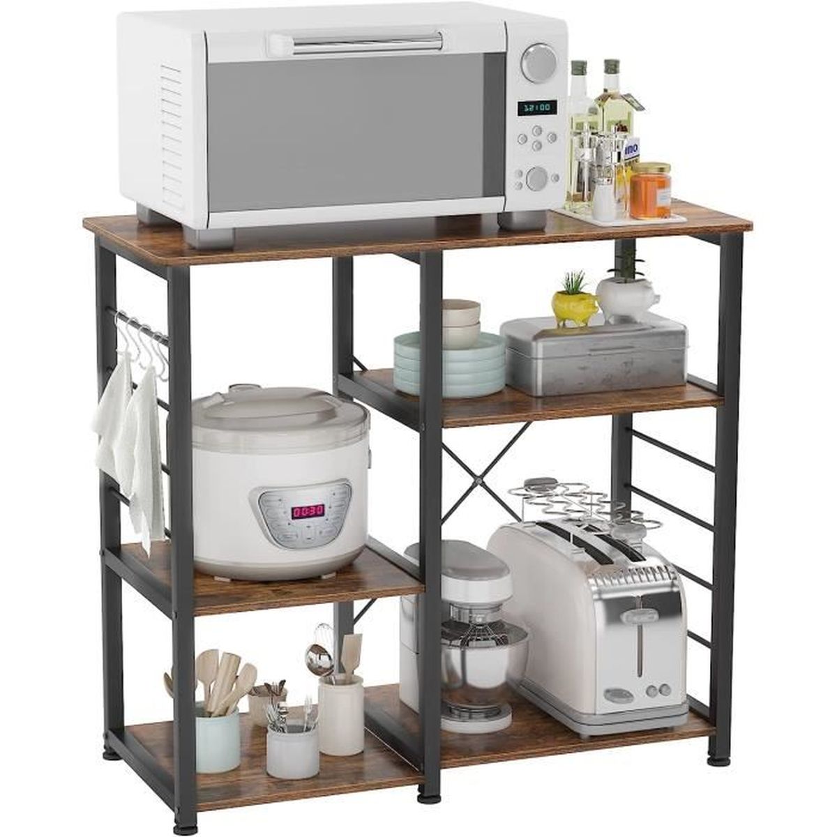 Dreamhousey Étagère De Rangement Cuisine Bambou 2 Étages – Organisateur Multifonctionnel Épices Et Comptoir Moderne