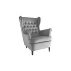 HUCOCO HARRYS - Fauteuil style glamour salon/chambre à coucher - 100x90x68 - Dossier à oreilles - Gris 68x90x100