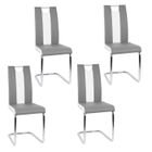 JEOBEST® LOT DE 4 CHAISES DESIGN GRIS ET BLANC POUR SALLE A MANGER