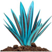 Sculpture décorative en métal - ANNEFLY - Agave Tequila Bleue - Rustique - Bleu foncé - Lot de 9 feuilles