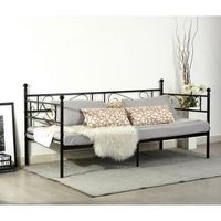 Cadre de lit contemporain unique Canapé-Lit métal en noir-Lit enfants ou adulte