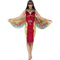 Déguisement égyptienne déesse Isis - taille L - noir - adulte - ailes, collier & coiffe inclus
