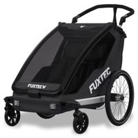 Remorque vélo noire - FUXTEC Sport Cruiser - charge max. 45kg, 2 ceintures 5 points, Enfants Poussette Pliable