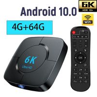 Android tv box tv android 10  Smart TV BOX Wifi BT 4G 64Go H616 6K Netflix Google Store Boîte multimédia box Android