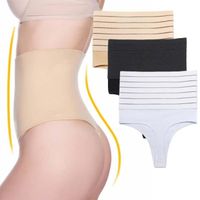 Lot de 3 Femme String Gainante Taille Haute Ventre Plat Culotte Sculptante Invisible Panties Body Shaper