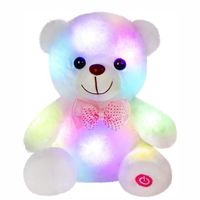 Ours en peluche blanc lumineux à LED, veilleuse douce, ours lumineux, jouet en peluche, cadeaux pour enfants, mamans, filles, Saint