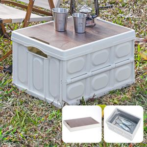 TABLE DE CAMPING Blanc Table de camping pliable - Accessoires de camping - Boîte pliante stable - Boîte en plastique avec couvercle - Sac