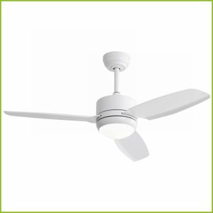 Ventilateur De Plafond AireRyder Classic 105 Cm Blanc Et Nickel Avec Lumière, Silencieux