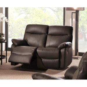 Canape 2 Places Cuir Relax Electrique Marron Suqi Meuble House