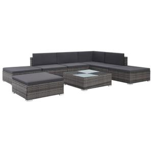 Mobilier De Jardin 8 Pcs Avec Coussins Resine Tressee Gris