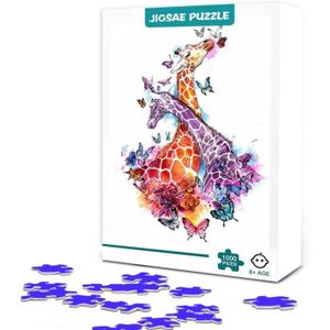 PUZZLE Puzzle 1000 Pieces Adulte Girafe Peinte Puzzle Cas