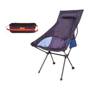 MEUBLE DE CAMPING Chaise lune pliante siège de camping paresseux pour la pêche en plein air au repos Patio de voyage Bleu foncé fenteer