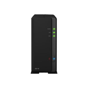 SERVEUR STOCKAGE - NAS  Synology Disk Station DS118 Serveur NAS 1 Baies 2 To SATA 6Gb-s HDD 2 To x 1 RAM 1 Go Gigabit Ethernet iSC3