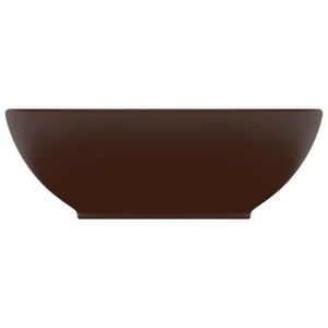 LAVABO - VASQUE Lavabo ovale de luxe Marron foncé mat 40x33 cm Céramique YIN