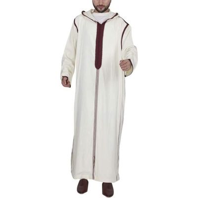 Robe De Prière Homme Musulman – Jilbab à Col Montant, Manches Longues, Style Dubaï Ethnique
