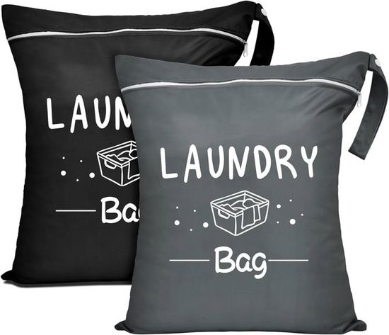 Lot De 2 Sacs à Linge De Voyage Imperméables Avec Fermeture Éclair - Parfaits Pour Sport, Plage Et Voyages Tissu Oxford Lavable à La Main