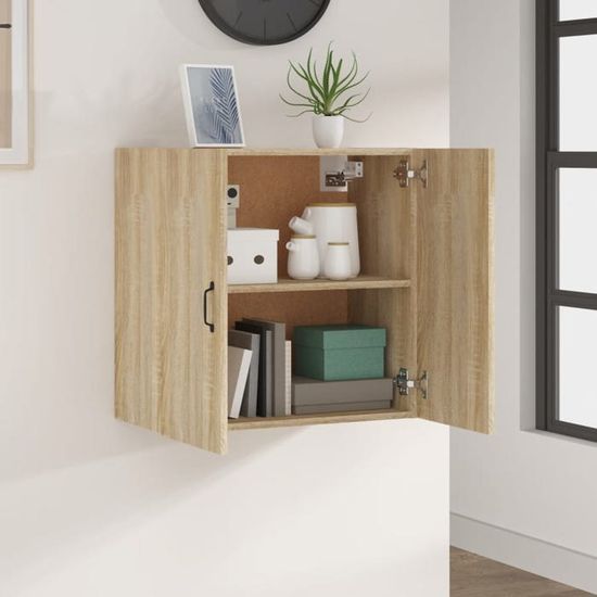 Armoire Murale Blanche 60x30x60 Cm - Bois Ingénierie, 2 Portes, Style Scandinave