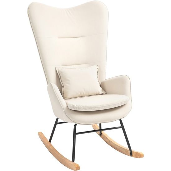 YVYKFZD Fauteuil à Bascule Pour Chambre D'enfant, Chaise à Bascule Confortable à Dossier Haut, Fauteuil Allaitement De Loisirs Rembourrée Avec Appui-tête Réglable, Capacité De Charge 200 Kg (Color