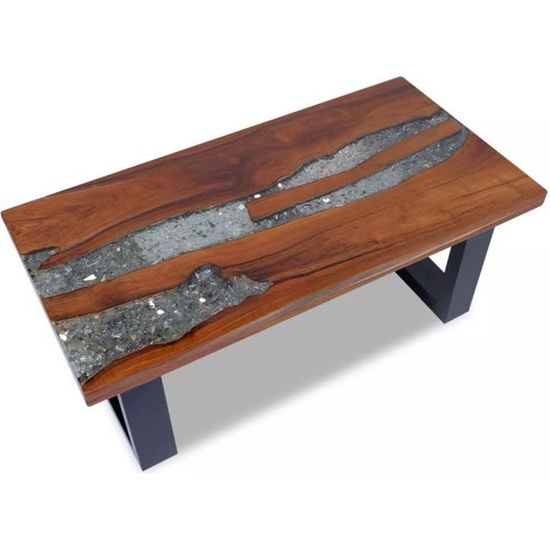 HENGL Table basse Teck Résine 100 x 50 cm