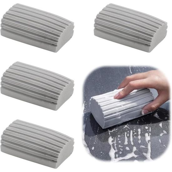 Eponge Damp Duster Lot De 4 éponges De Nettoyage Magiques Réutilisables Pour Nettoyer Les Stores, Le Verre, Les Plinthes, Les Balustrades, Les Aérations, Les Miroirs, Les Rainures De Rail De Fenêtre (gris
