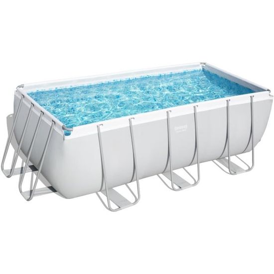 Piscine Hors Sol Power Steel™ Motif Marbre Gris 412 X 201 X 122 Cm, Filtre à Cartouche, échelle, Diffuseur Chemconnect