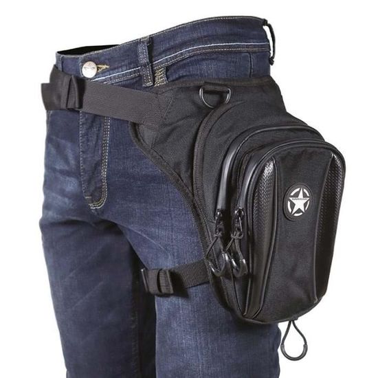 Sacoche De Jambe Moto Imperméable Noir Pochette Ceinture Multi-Usage
