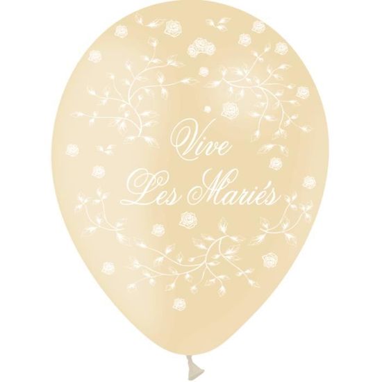 Sachet 10 ballons Vive Les Mariés, Blanc - Ballons - Rue de la Fête Sachet 10 ballons Vive Les Mariés, Blanc - Ballons - Rue de la Fête