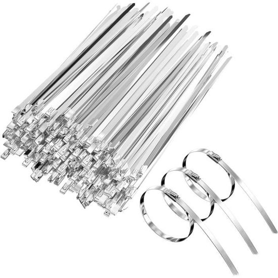 Lot De 25 Attaches-câbles En Acier Inox V2A Noir - 7,9x400mm - Résistance 160kg - Neuf