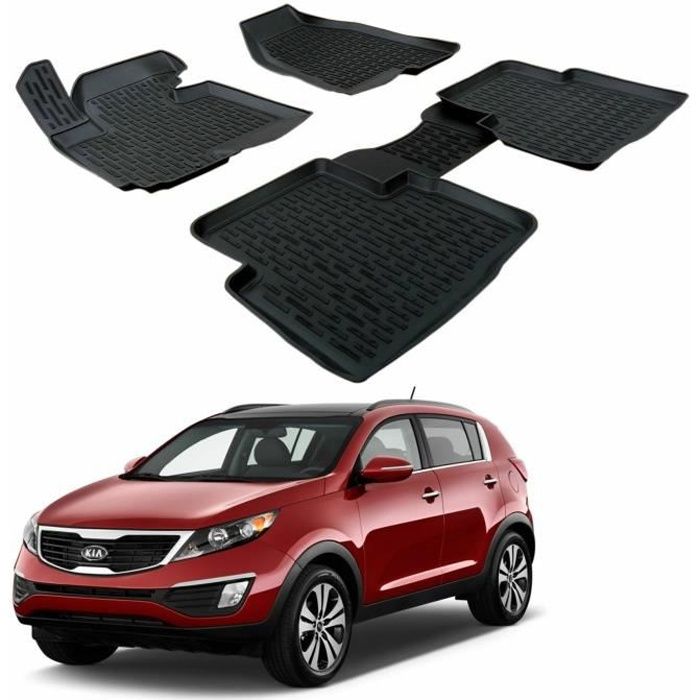 | 3D TAPIS DE SOL EN CAOUTCHOUC PREMIUM COMPATIBLE AVEC KIA SPORTAGE 2010- 2016 4 pièces SCOUTT