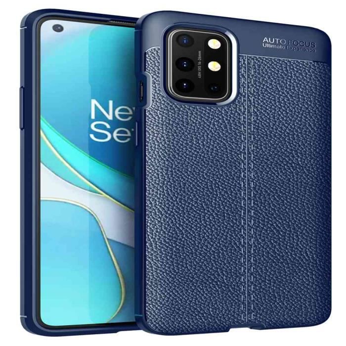 Etui OnePlus 8T,Antichoc Ultra Mince Anti-empreintes digitales en Cuir Protection Bleu Marin
