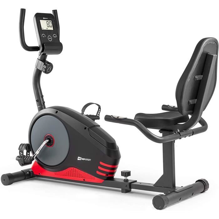 Vélo d’appartement semi-allongé HS-040L ROOT vélo assis Hop-Sport max 120 kg (Rouge)