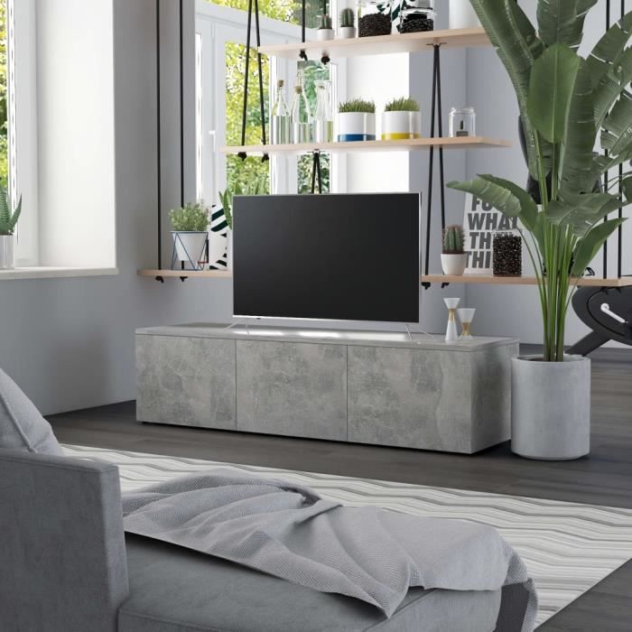 Luxueux Meuble TV Design - Meuble de rangement Meuble de Télévision Gris béton 120x34x30 cm Aggloméré ♫52129