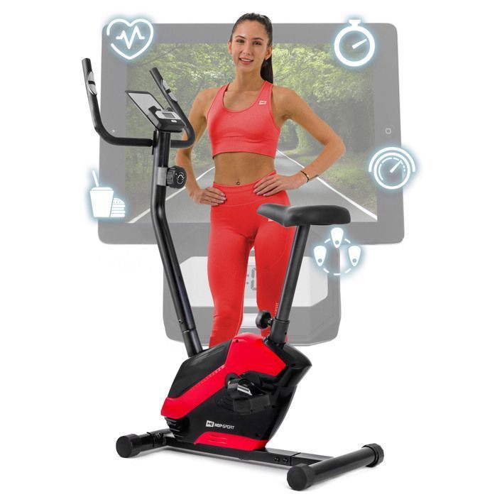 Hop-Sport Vélo d'appartement, Masse d'inertie 5,5kg, Vélo fitness HS-045H EOS, 8 Niveaux de résistance magnétique, Capteur cardiaque