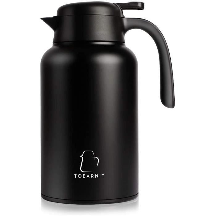 TOEARNIT - Carafe à café en acier inoxydable - Résistante - Rétention de la chaleur testée en laboratoire - 2 litres - Distributeur