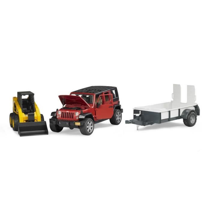 BRUDER - Jeep WRANGLER Unlimited Rubicon avec remorque et chargeur Caterpillar - 33 cm